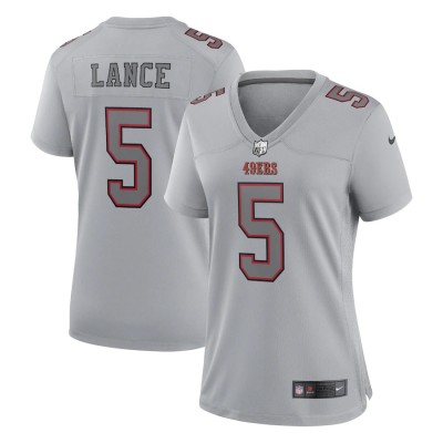 San Francisco 49ers #5 Trey Lance Nike Women's Gray Atmosphere Fashion Game Jersey